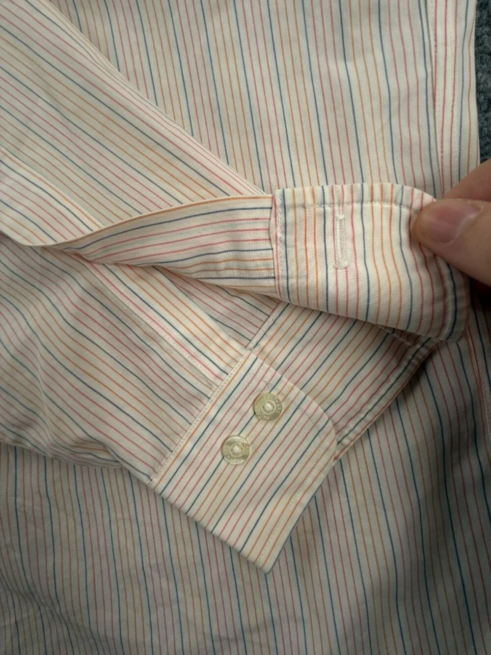 Brooks Brothers Non Iron Long Sleeve Button Up Shirt Striped Pink Orange Large